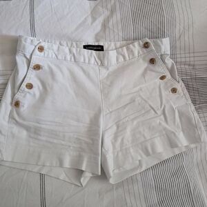Banana Republic High Waist White Shorts with Button Accents